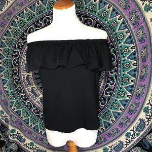 🌺 J. Crew Off The Shoulder Black Short Sleeve Top